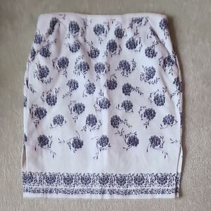 Floral Print White and Blue Skirt